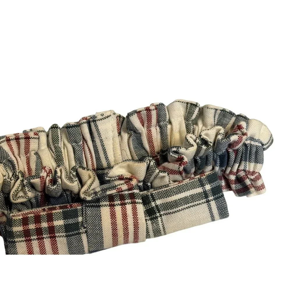 Longaberger Fabric Garter Bow Red Blue Plaid Neutral Basket Decoration Accessory